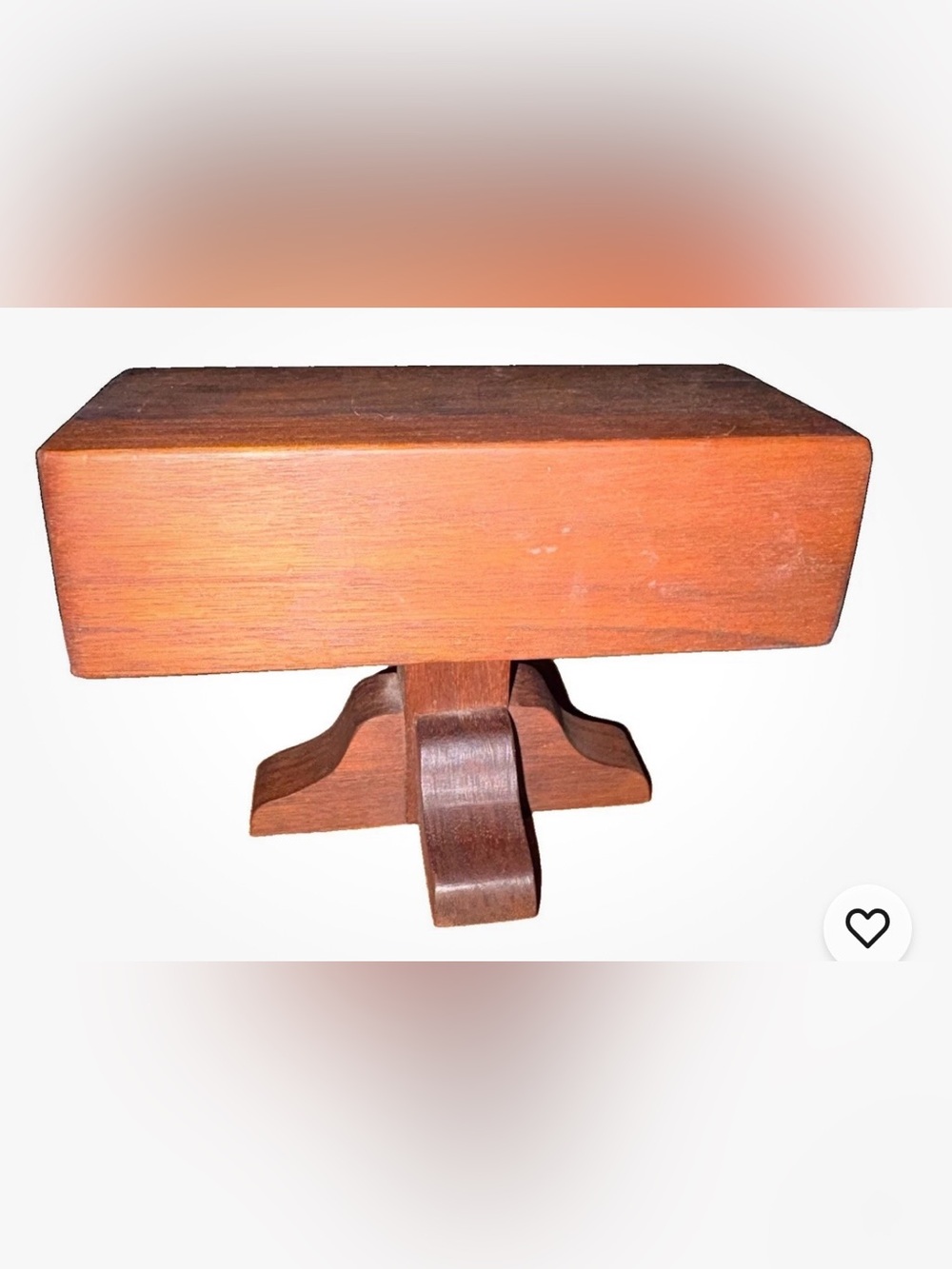 VTG Hand Craved Teak Wood Mini Pedestal Table Doll House Furniture Artist Signed